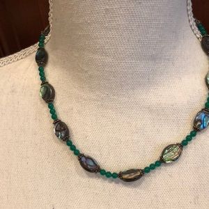 Dark Green bead necklace.